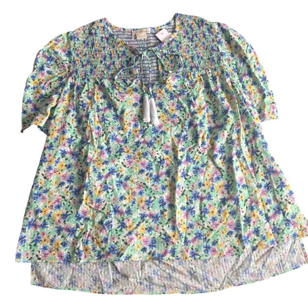 Shoshanna Kira Top in Spring Green Multi Floral with Smocking, Size Small. NWT! - Picture 11 of 16